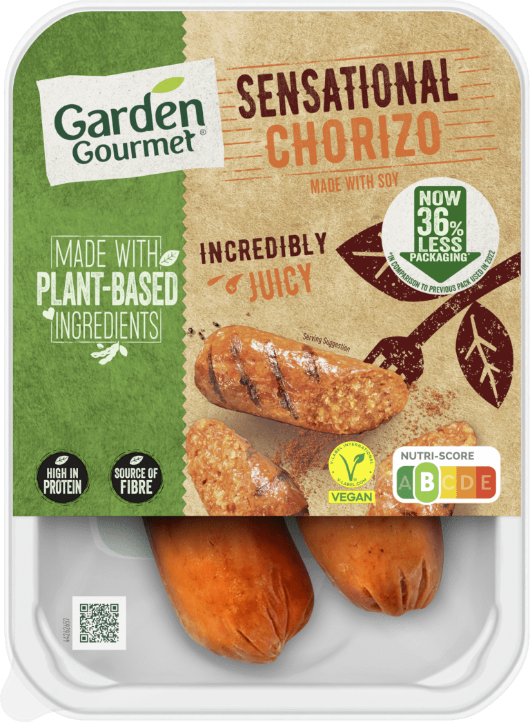 De Garden Gourmet Sensational chorizo is een 100% plantaardige lekker gekruide worst.